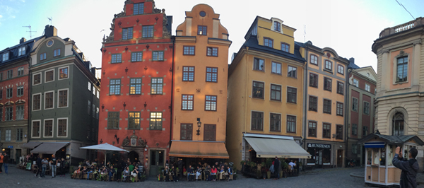 The colourful buildings in Gamla Stan 