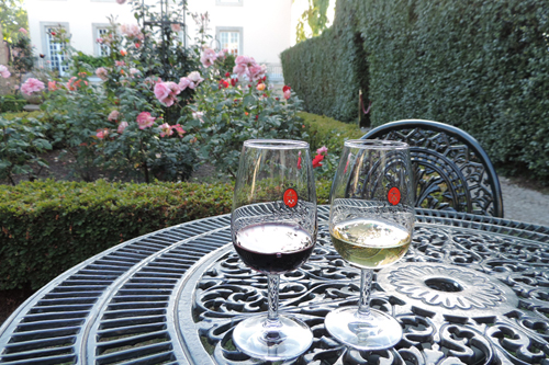 Taylor's Port tasting in the lodge's rose gardens