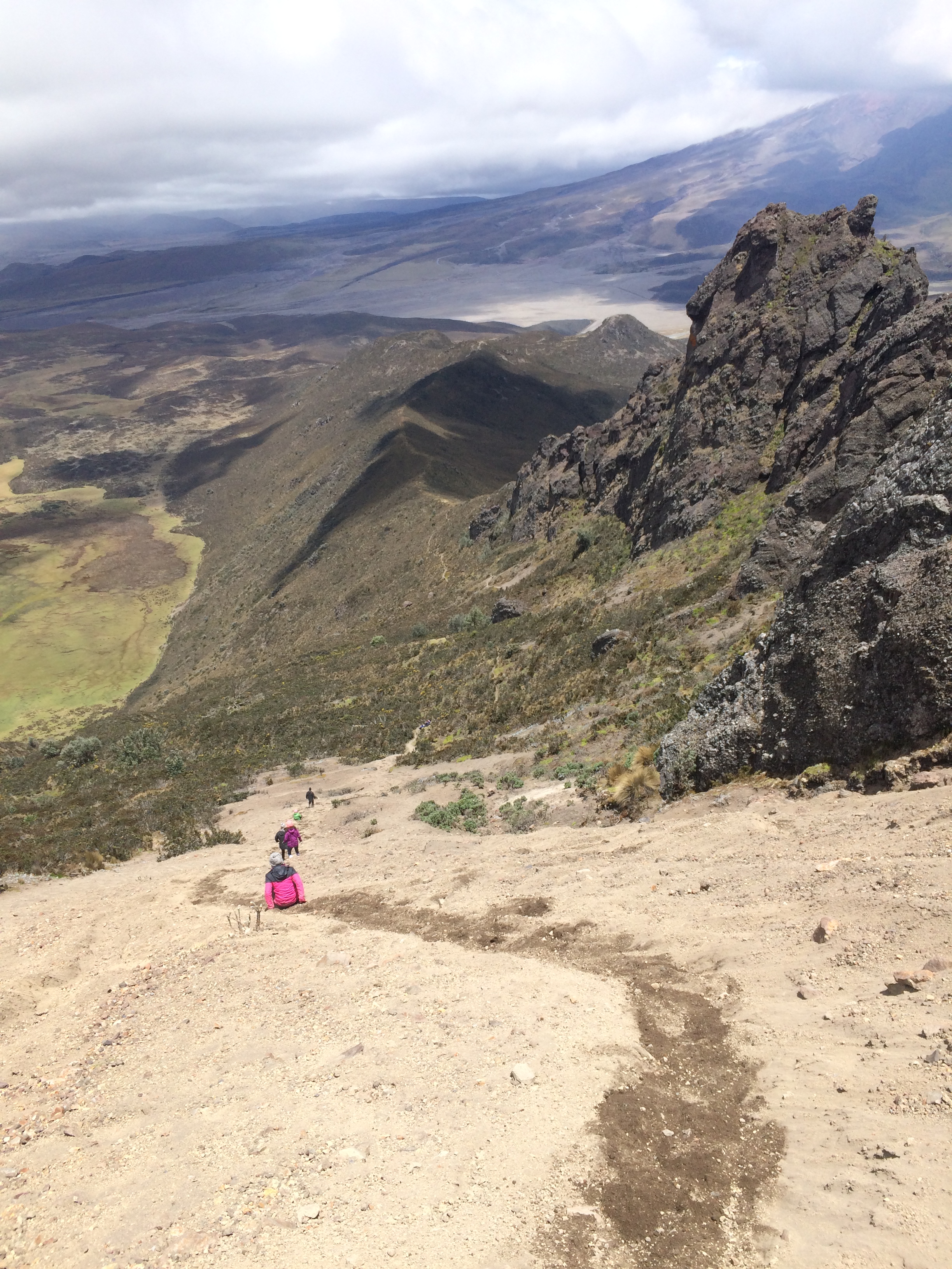 Sliding down Rumiñahui volcano