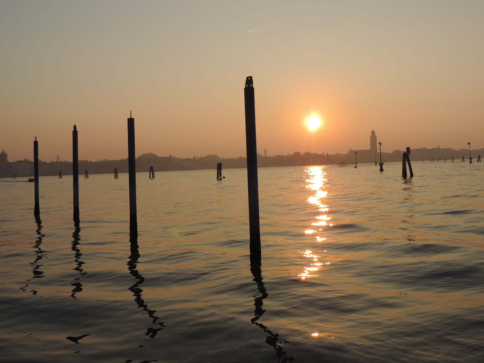 Sunset over Venice from the island of San Michele