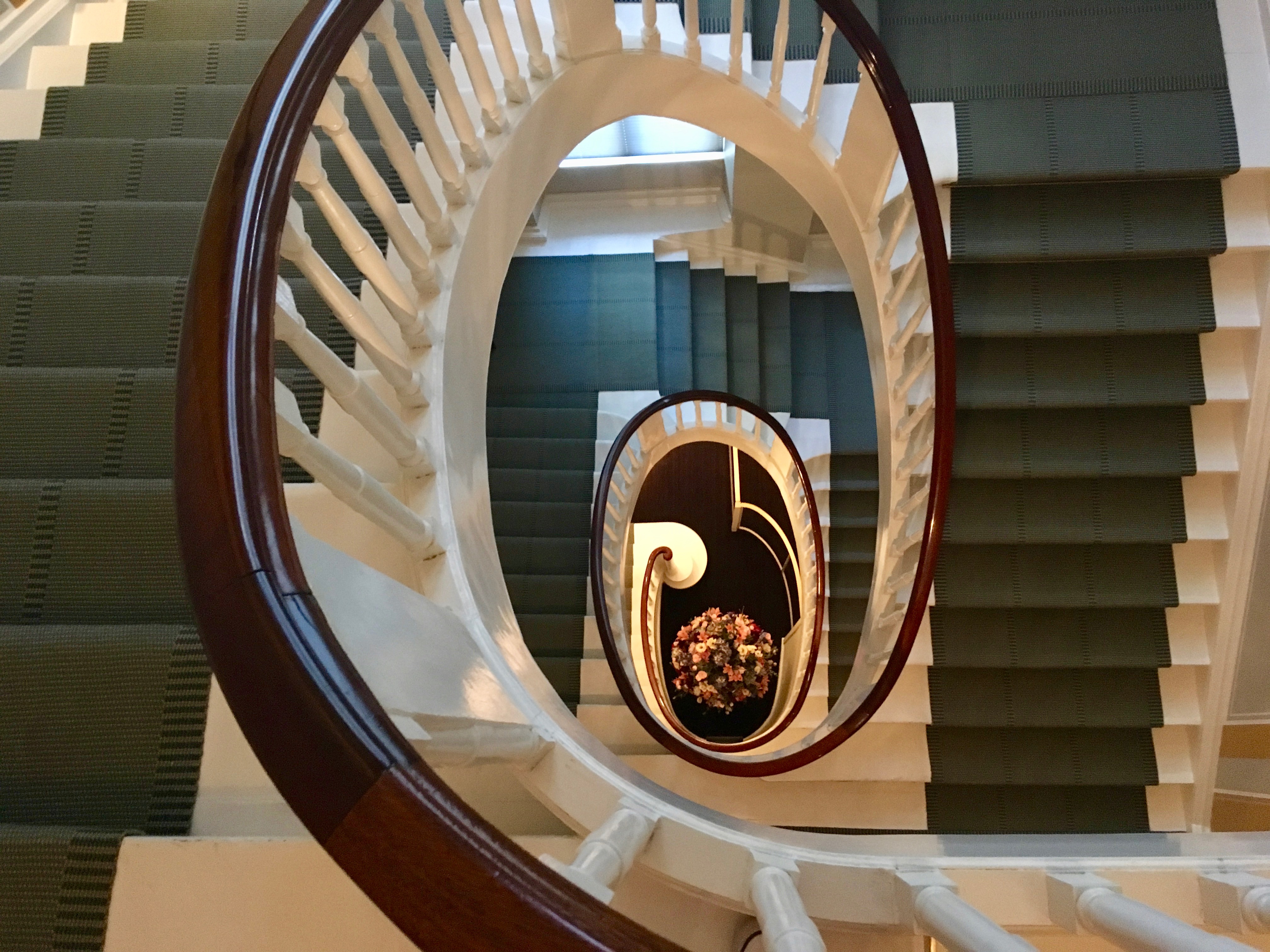 The stairs inside The David Collection museum in Copenhagen, Denmark