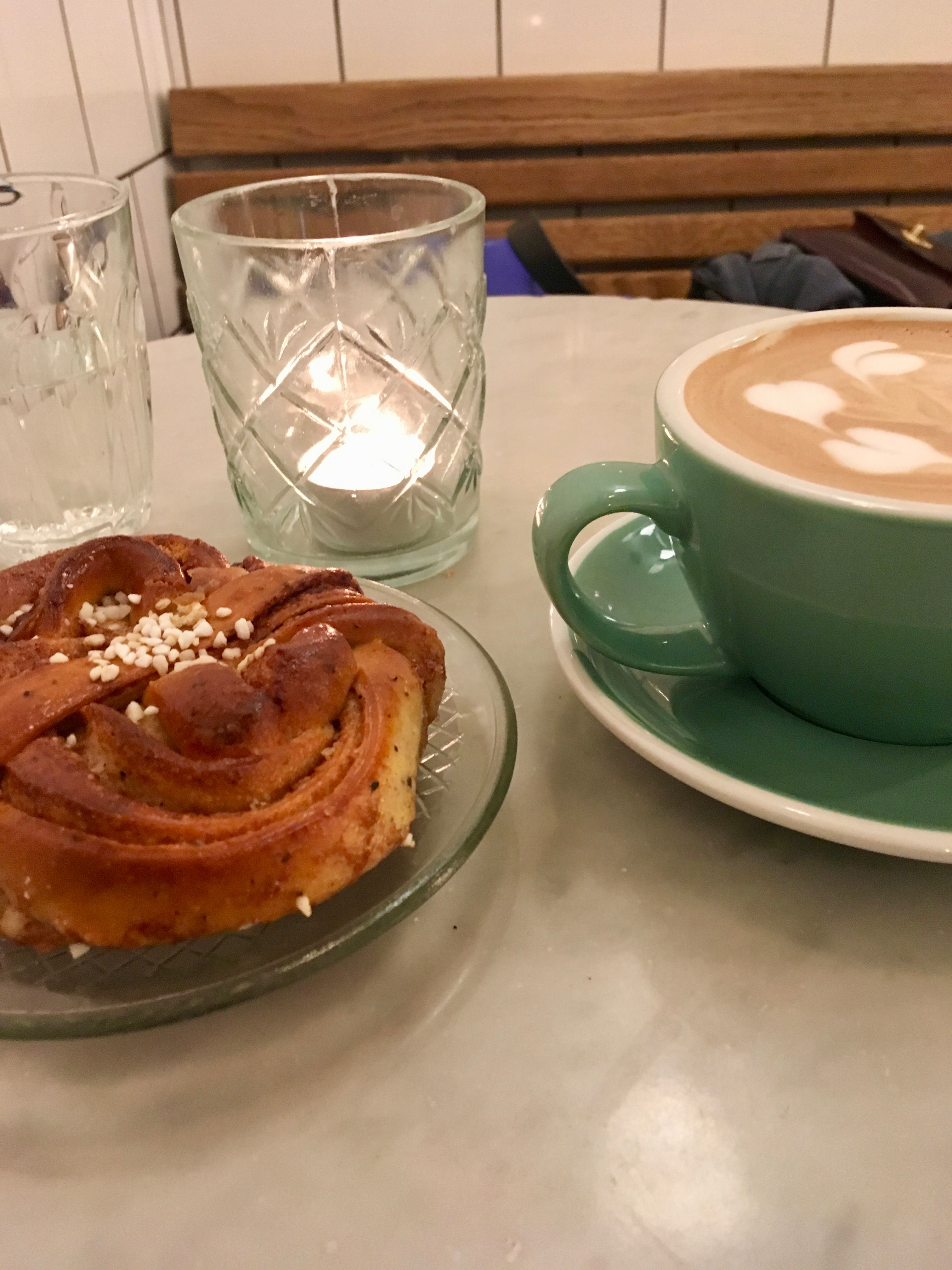 Cinnamon bun and mocha at Fabrique in Stockholm