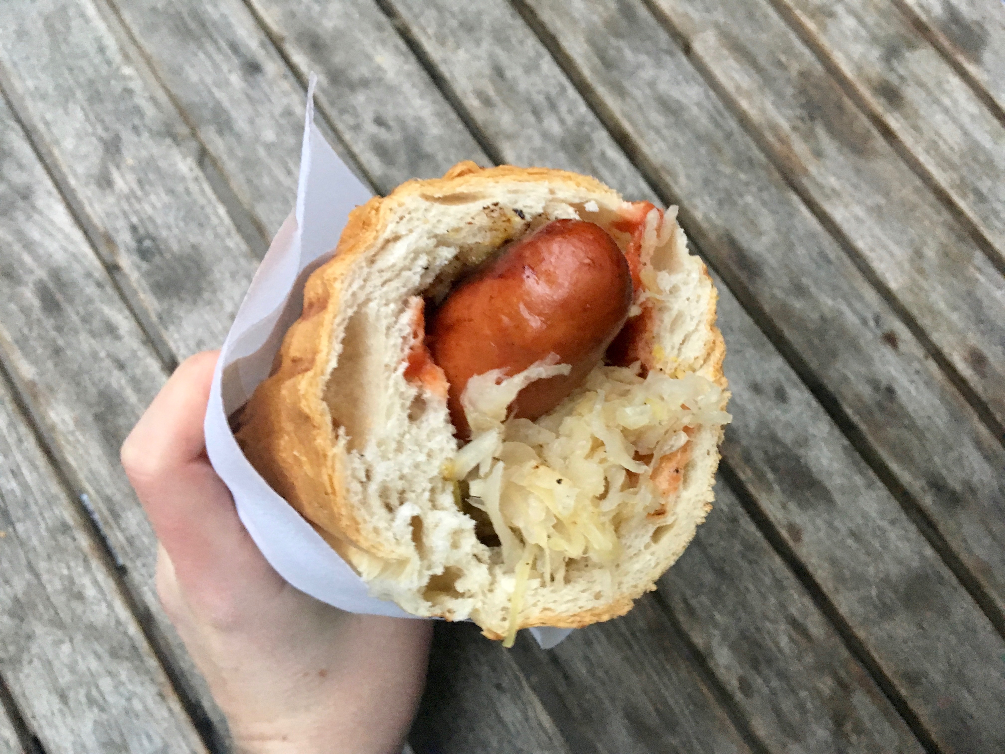 An Alpine hot dog at Östermalms Korvarspecialist