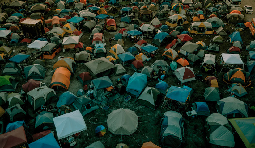 A field filled with tents