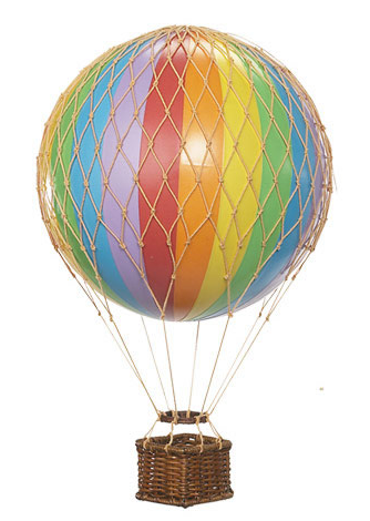 Rainbow coloured 13cm model of an air balloon from Stanfords