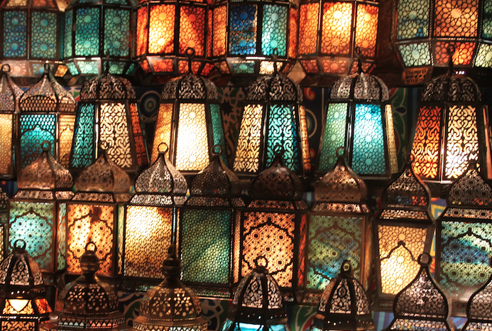 Rows of lamps in a souk