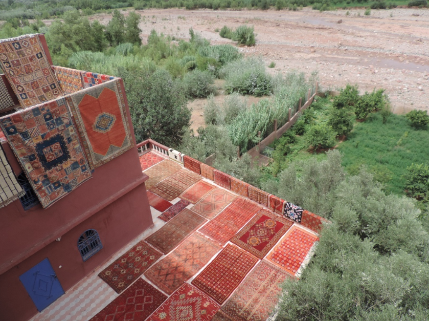 Rugs outside a rug merchant's shop in the Atlas Mountains 
