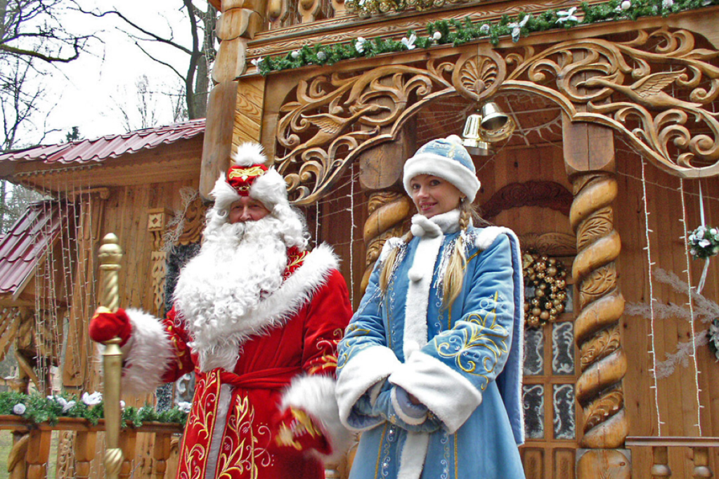 Ded Moroz, or Grandfather Frost, and his granddaughter Snegurochka
