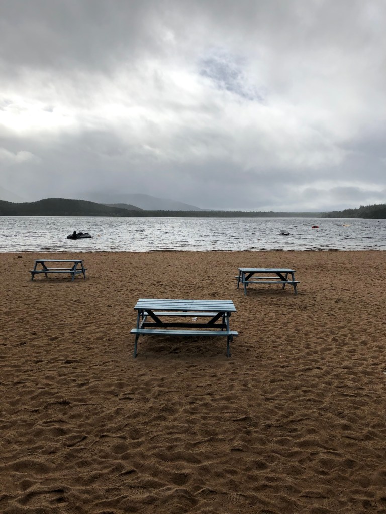 Picnic tables at Loch Morlich