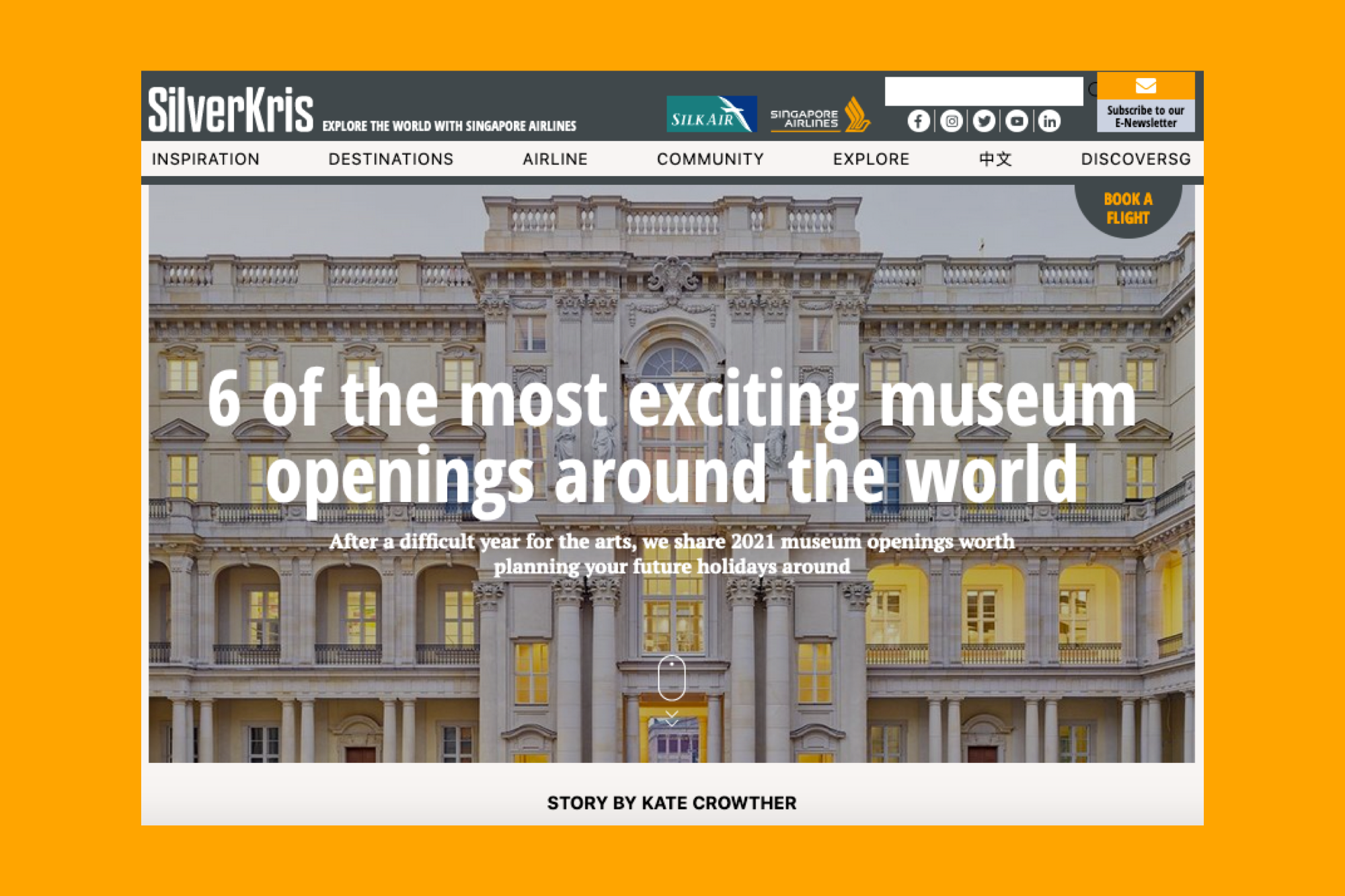 silverkris.com screengrab showing my museums piece