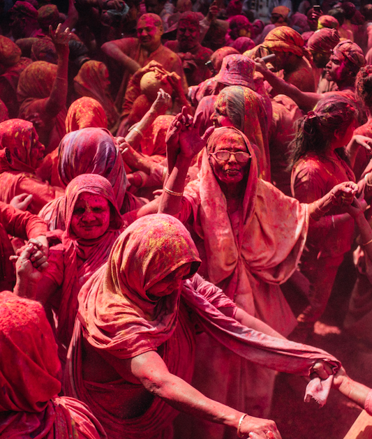Hindu widows at Holi
