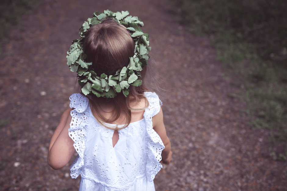 Girl with garland in her hair