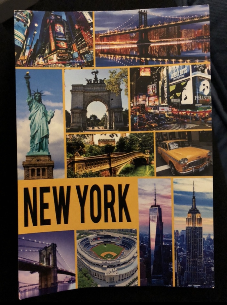 The most ‘New York’ New York postcard I could find, featuring ‘iconic scenes and landmarks’